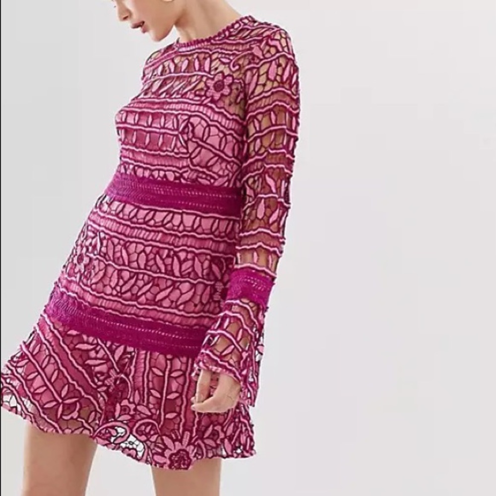 Talulah Pink Floral Lace Dress Medium